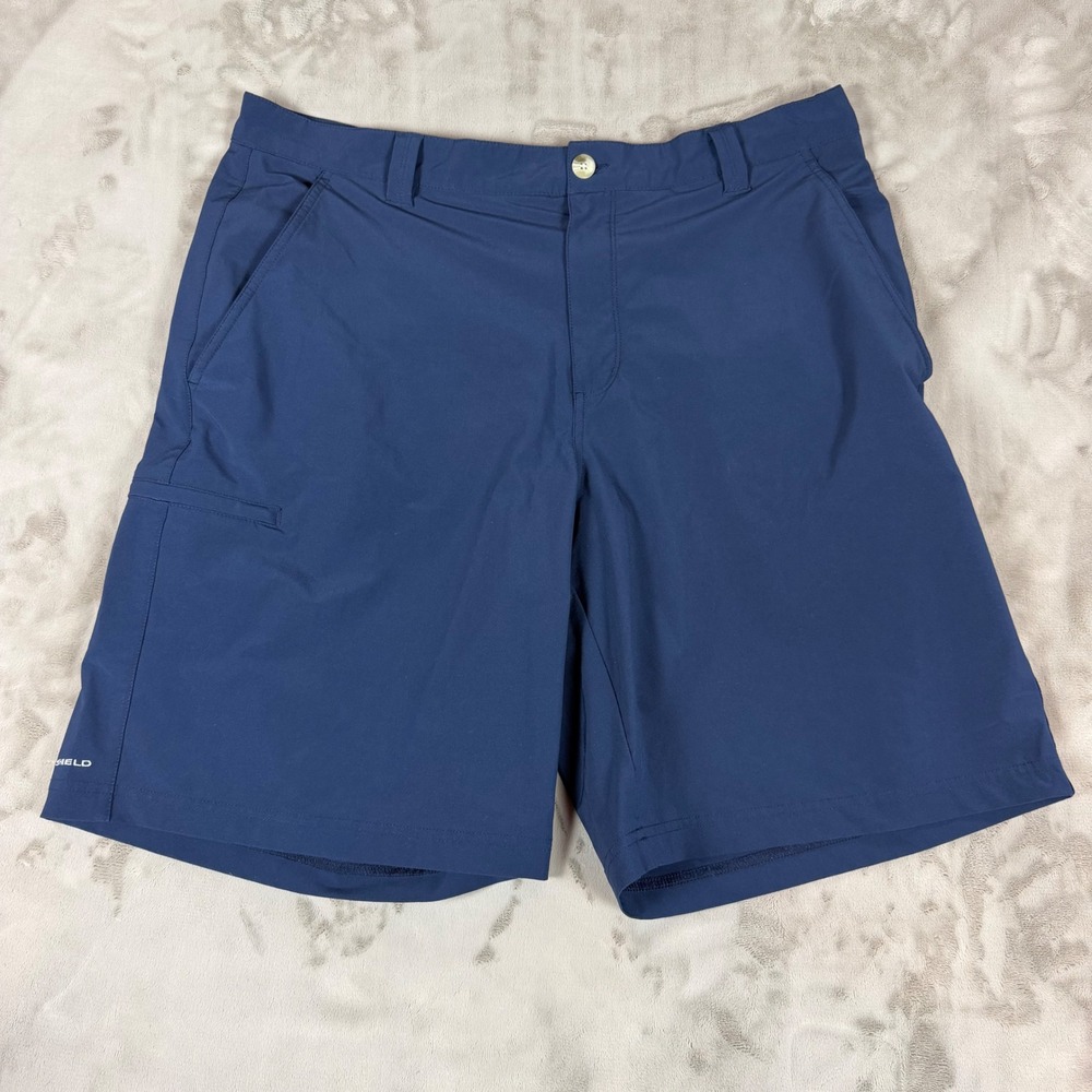 Columbia PFG Mens Navy Blue Omni-Shield Fishing Shorts 38W 10L Stretch Utility